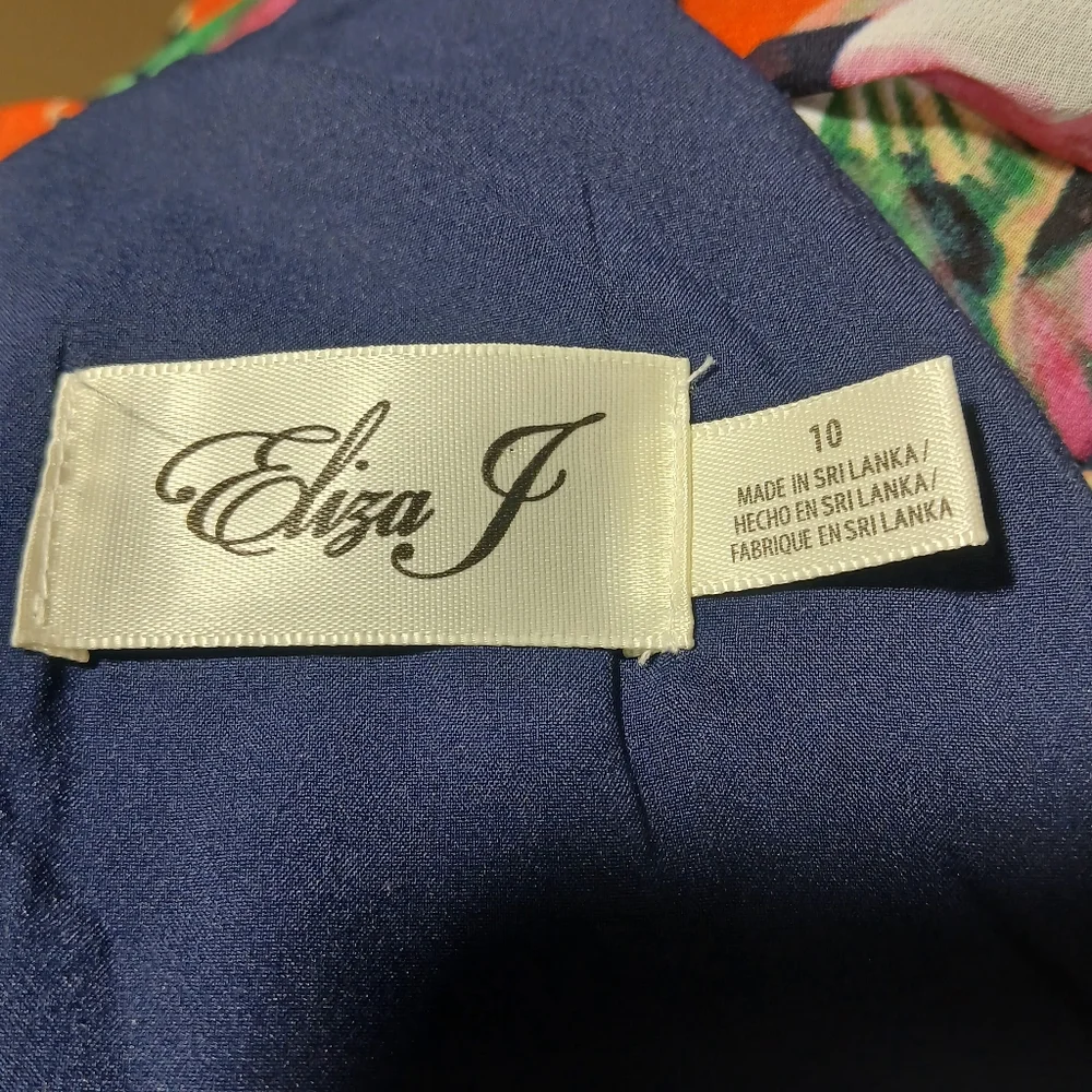 Eliza J Halter Chiffon Maxi Dress – Navy Pink Floral Party Spring Summer NWT - Picture 11 of 12